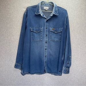 Carhartt Vintage Thrashed Pearl Snap Denim Shacket Button Down Shirt